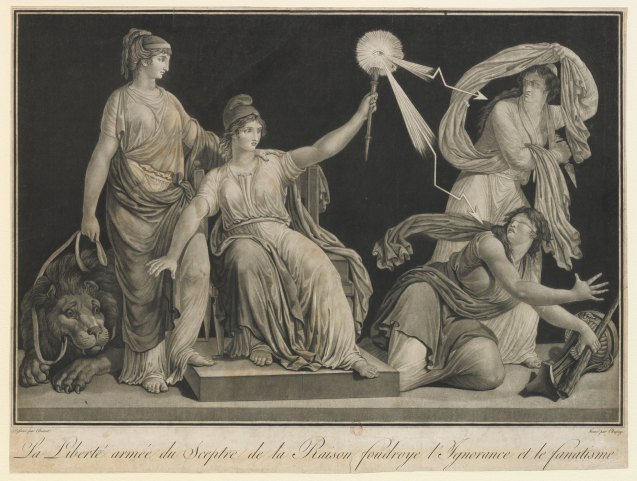 Liberté armée du sceptre de la Raison foudroye l'Ignorance et le Fanatisme (1793-5)