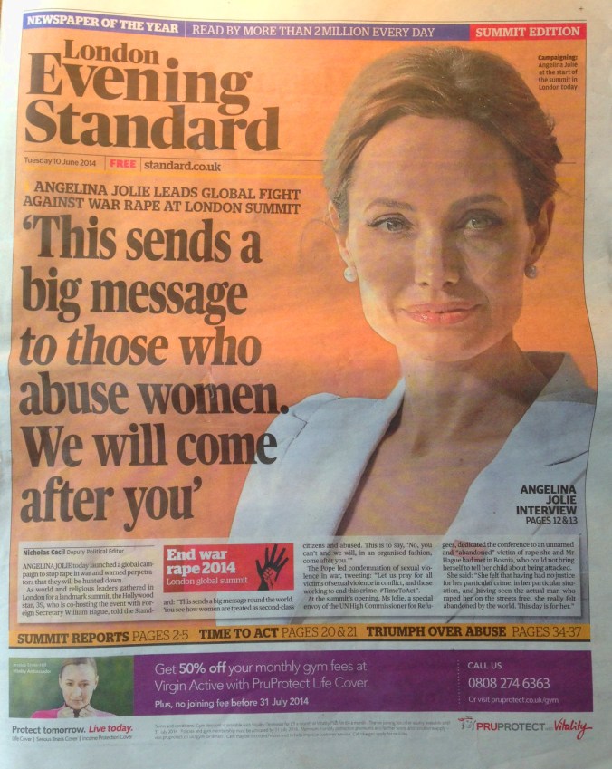 Angelina Jolie Evening Standard Sexual Violence We Will Come After You