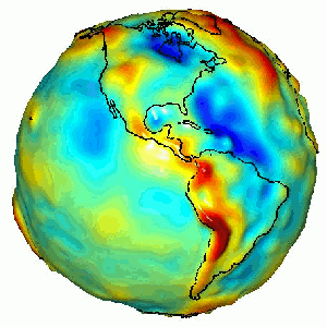 Geoid displaying gravitational anomalies
