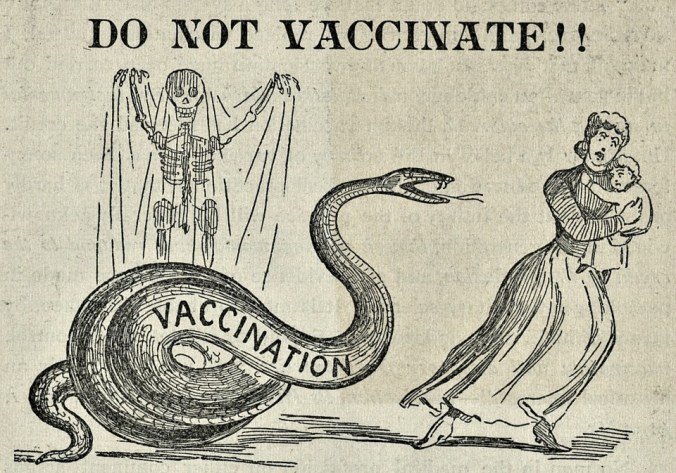 A cartoon from a December 1894 anti-vaccination publication.