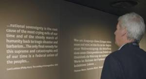 A screenshot from "Paxman in Brussels" (BBC), shot in the EU visitors' centre (h/t Ben Pile)