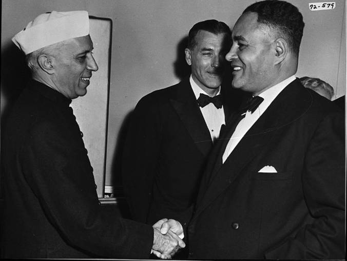 Bunche meets Nehru on his visit to the United States, 1949